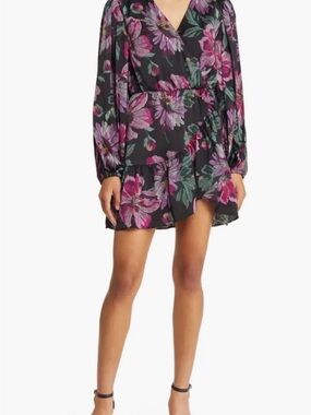 NWT BTFL-Life Herana Long Peasant sleeve Wrap Boho Dress Size S